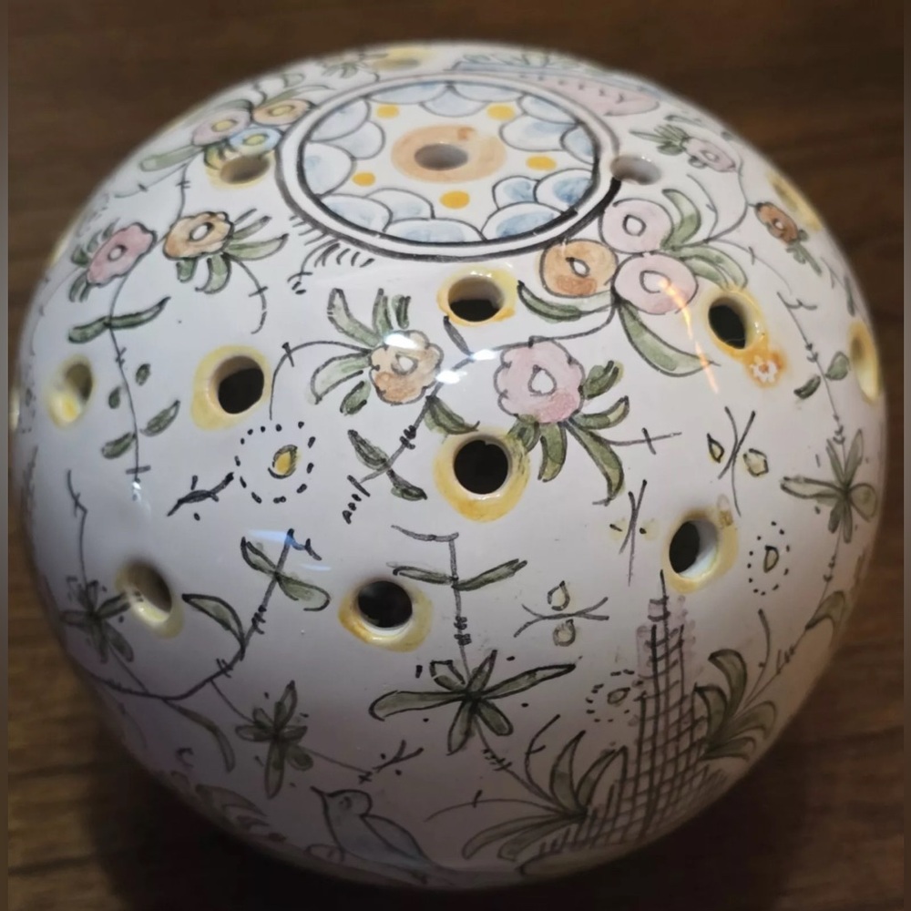 5” Vintage Flower Frog Portugal Coimbra Art Pottery Signed Berardos 398